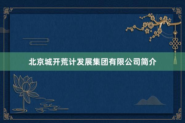 北京城开荒计发展集团有限公司简介